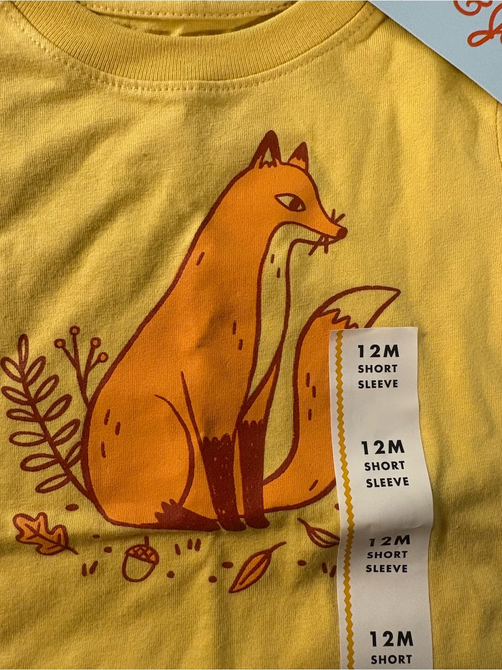 Cat & Jack Yellow Fox Graphic Tee | 12M | NWT - Picture 2 of 3